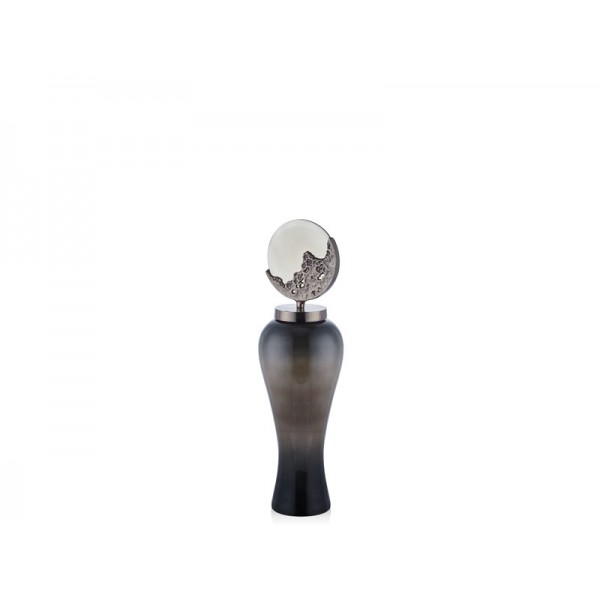 GLASS TALL BOTTLE SMALL OLIVE GREEN 21,5X21,5X75 CM