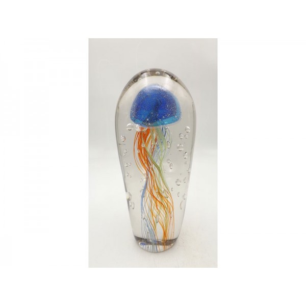 JELLYFISH BLUE ORANGE GLASS DECOR