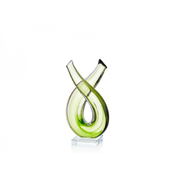 CURVE GREEN GLASS DECOR 14X8X26 CM 