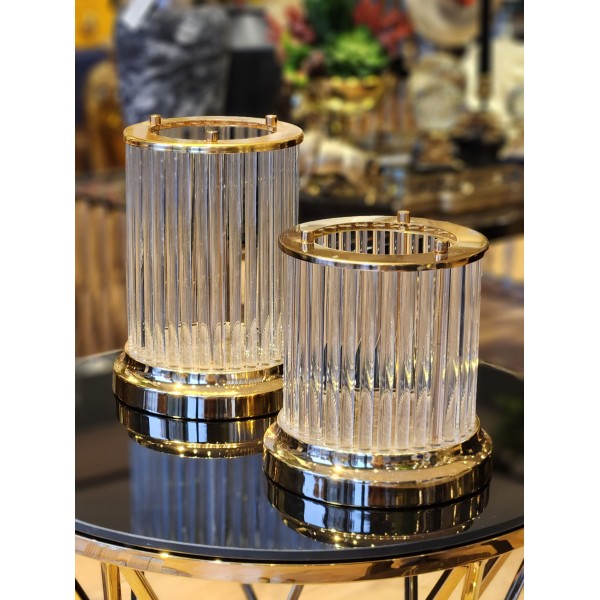 KRISTAL ALTIN MUMLUK  SET 15X20 CM - 15X25 CM
