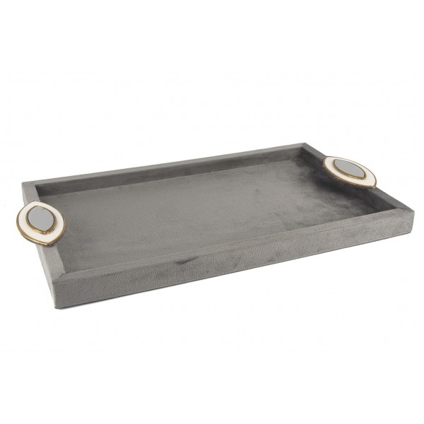 GRI GOLD KADİFE TEPSİ 38x23x3 cm