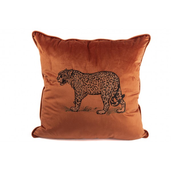 LEOPAR NAKISLI TURUNCU YASTIK 55x55