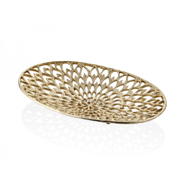 PEACOCK GOLD KUCUK DEKORATIF TABAK 40X25X6 CM