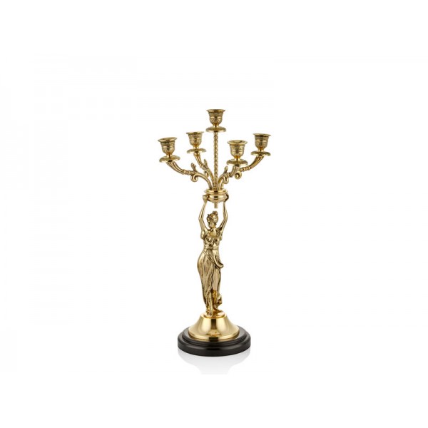 LADY CANDELABRA 5 LIGHTS ANTIQUE GOLD 25,5X25,5X53,5 CM