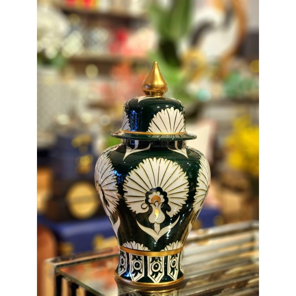 YESIL ETNIK DESEN KÜP 30 CM
