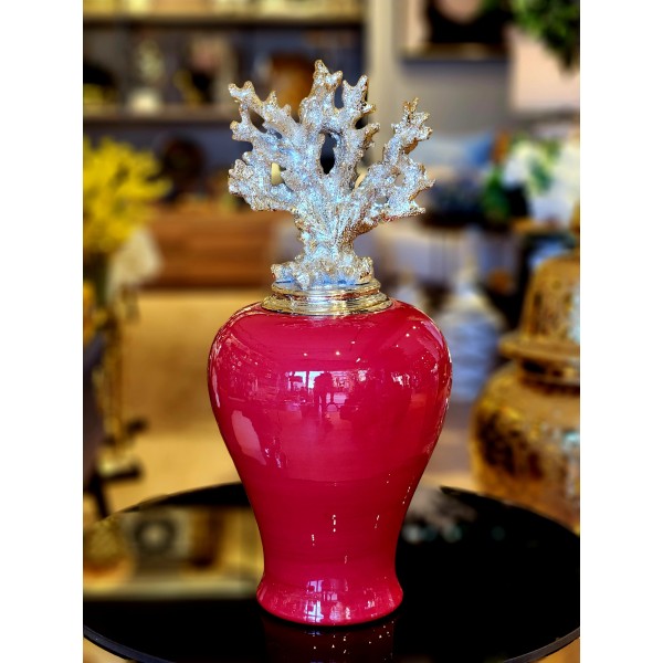 FES KUP KIRMIZI MERCAN KAPAK DIK - ALTIN 25 CM
