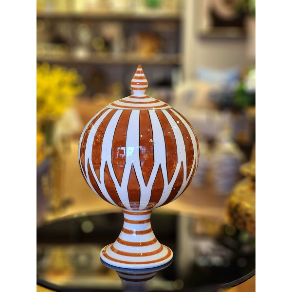 AYAKLI KURE KUP KRAVAT DESEN TABA BEYAZ 30cm