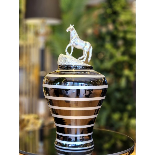 SAH KUP SIYAH GUMUS SPIRAL AT KAPAK 30 cm