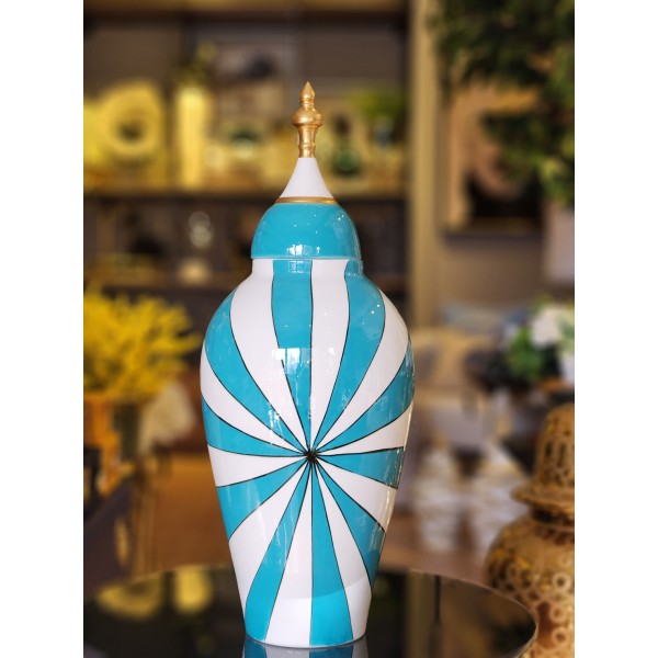 ASIL KUP ETNIK DESEN TURKUAZ BEYAZ 40 CM