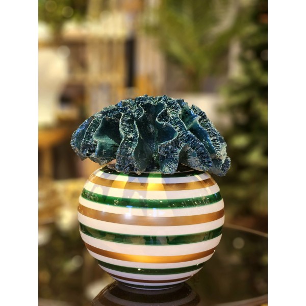 KAKTUS KÜP YESIL ALTIN SPIRAL YESIL MERCAN 15 CM