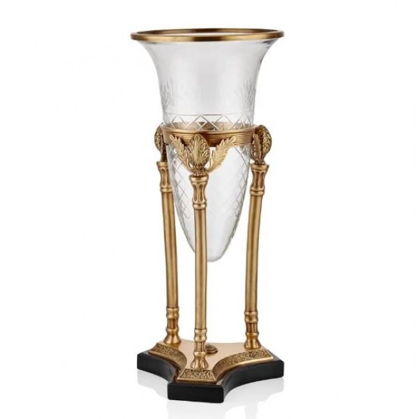 ZEUS KONIK CAMLI BRASS BUYUK BOY VAZO 60 CM