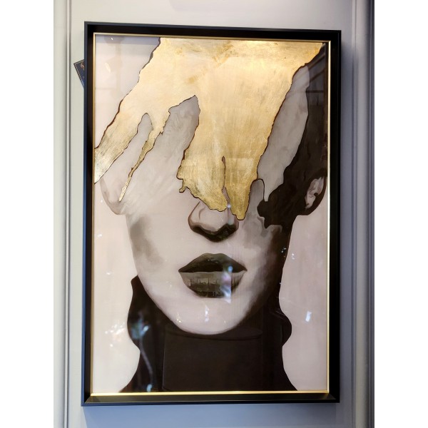 KADIN FIGUR ALTIN DETAYLI TABLO 95X65 CM